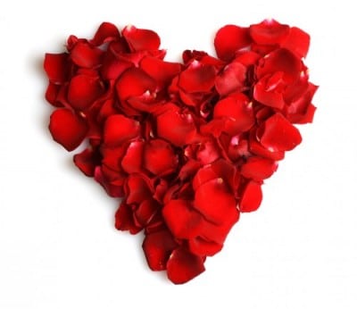 Herz aus Rosenblättern